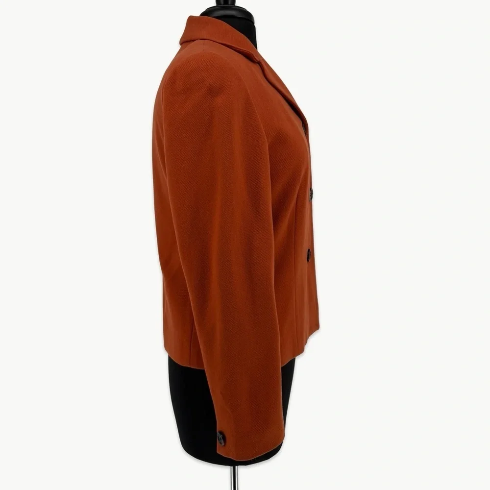 Vintage Ann Taylor Wool Cashmere Blazer Size 6 Burnt Orange 90s Classic - Picture 5 of 13